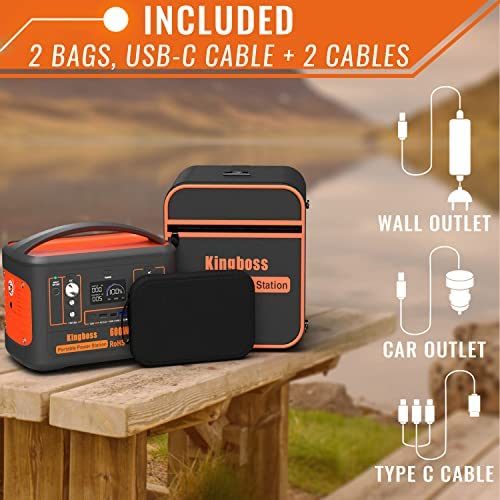 Portable Power Station 110V/600W 568Wh Lithium Battery Pure Sine Wave AC Outlet DC USB Solar Generator Supply for Emergency Outdoor Travel Camping Fishing Hunting CPAP Doba